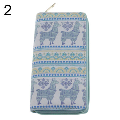 

Cartoon Alpaca Women Faux Leather Long Wallet Zipper Clutch Card Holder Purse