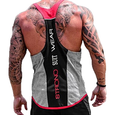 

HOTMens Bodybuilding Stringer Tank Top Y-Back Racerback Gym Workout Clothes