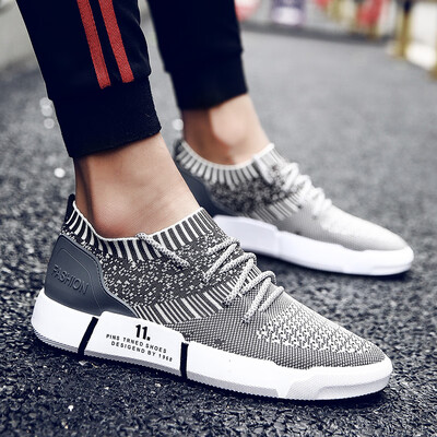 

Flying-weaving net shoes Mens breathable canvas shoes Sports&leisure shoes Spring new style running shoes anti-slip soft sole