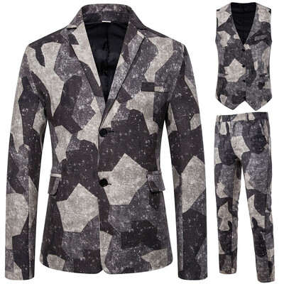 

Toponeto Mens Suit Slim Vintage Ethnic Style Party 3-Piece Jacket Coat & Pants&Vest