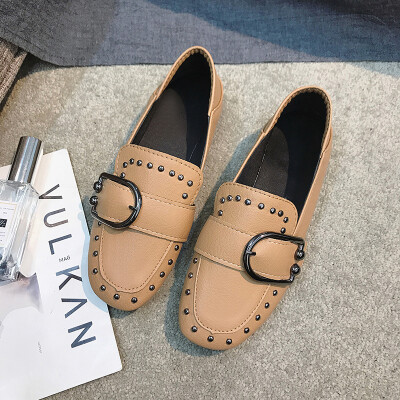 

Bean shoes women 2019 new spring&autumn two wear single shoes flat loafers&loafers shallow small leather shoes