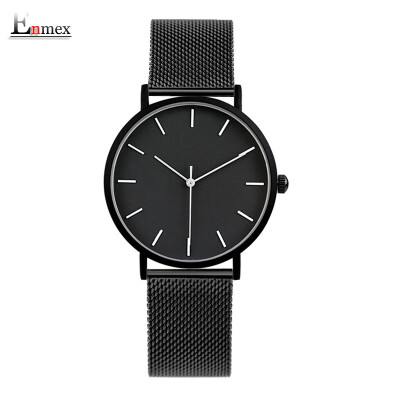 

Enmex simple Design for Translation of Holiday gifts three-dimensional simple couple wrists with thin steel neutral watches