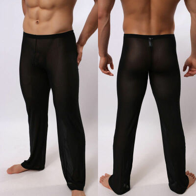 

Mens Sexy Lingerie Long Johns Pants Thermal Mesh Sheer See-through Underwear