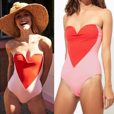 

Roseonmyhand Womens Piece Of Swimsuit Bikini Heart Stitching Swimwear Beachwear Bathing Suit