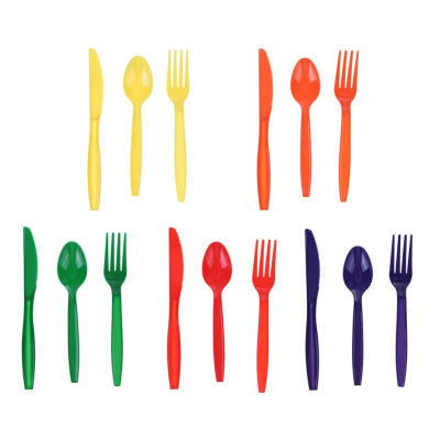 

15pcsSet Portable Plastic Tableware Scoop Fork Knife Party Camping Cutlery