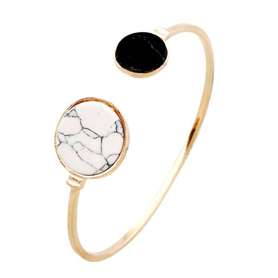 

Trendy Unique Geometric Turquoise Bangle Bracelet Jewelry Folk Style Opening Bangles Gifts