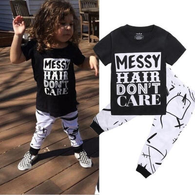 

Toddler Kids Baby Girls Outfit Clothes T-shirt TopsLong Pants Trousers 2PCS Set