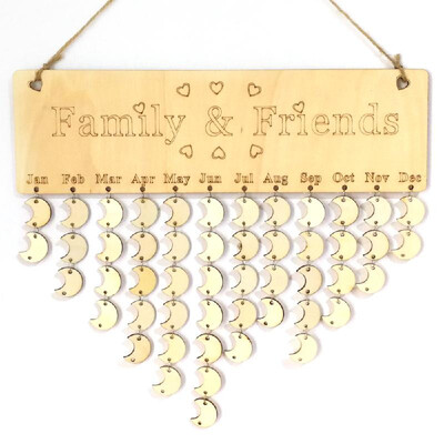 

Wooden Calendar Board Sign Family Celebration&Birthday Reminder DIY Wooden Craft for Home Decoration