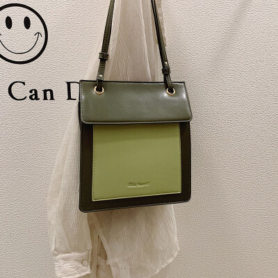 

Advanced sense of foreign style womens bags retro texture contrast bag new 2019ins small square bag shoulder Messenger bag