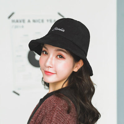 

Womens hat autumn&winter new personality 100 fishing man hat pure color embroidery letter wick edging basin hat hat