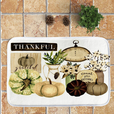 

〖Follure〗Thanksgiving Day Pumpkin lantern Entrance Door Bathroom Mat Indoor Bath Decor