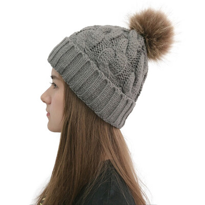 

Tailored Women Casual Solid Stitching Outdoor Plush Ball Hats Crochet Knit Beanie Cap
