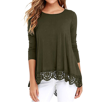 

Nomeni Women Lace Long Sleeve White Shirt Casual Blouse Loose Cotton Blouse AGL