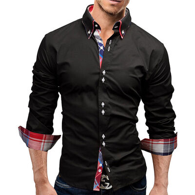 

SUNSIOM Mens Long Sleeve Slim Fit Dress Shirt Business Work Luxury Formal Casual T-shirt