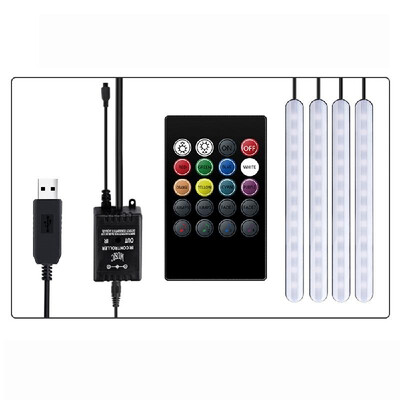 

4Pcs Car Atmosphere Lamp Remote Control RGB LED Strip Lights Auto Interior Decoration 5050 Lighting Device