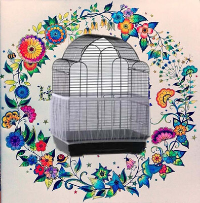 

〖Follure〗Bird Cage Seed Catcher Seeds Guard Parrot Mesh Net Cover Stretchy Shell
