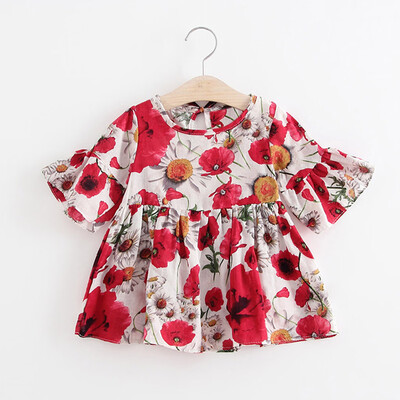 

Toddler Kids Baby Girls Dress Floral Print Flare Sleeve Princess Dress Outfits