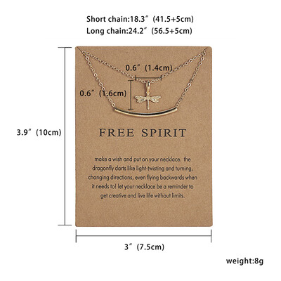 

Golden Plated Free Spirit Dragonfly Double Layer Alloy Clavicle Bone Pendant Short Chocker Double Layer Necklace Vintage Pendant