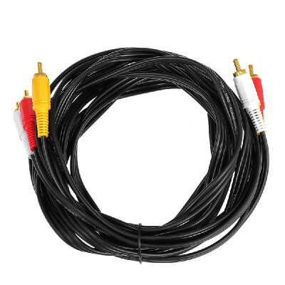 

5 Meter Gold Plated RCA Audio Cable 3 RCA Male to 3 RCA Male Audio Video AV Cable for DVD TV Black