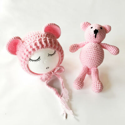

Newborn Baby Bear Hat Set Girls Boys Photography Crochet Knit Costume