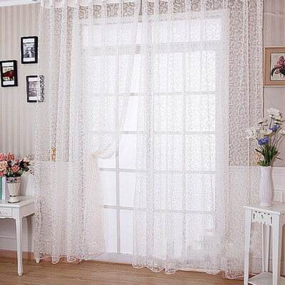 

Door Window Curtain Plant Floral Pattern Sheer Voile Tulle Drape Valances
