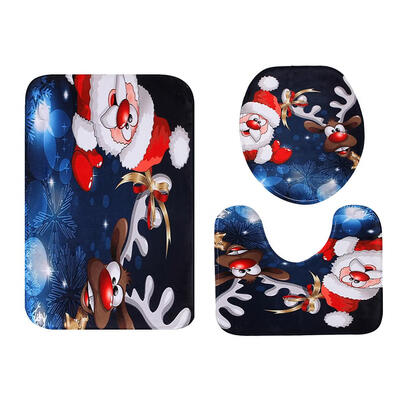 

3pcs Non Slip Christmas Santa Claus U Shape Square Mat Toilet Seat Cover