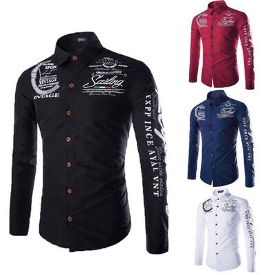 

Mens Luxury Slim Fit Casual Shirts Long Sleeve Formal Business Dress Shirt Tops
