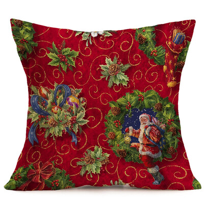 

〖Follure〗Merry Christmas Linen Santa Pillow Cases Sofa Cushion Cover Home Decoration