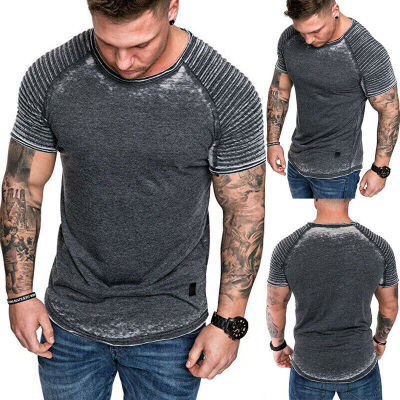 

Fashion Mens Casual Fit Short Sleeve Slim Muscle Bodybuilding T-shirt Tee Tops