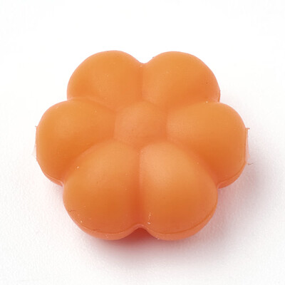 

Food Grade Environmental Silicone Beads Chewing Beads For Teethers DIY Nursing Necklaces Making Flowerr Orange 14x13x6mm Hol