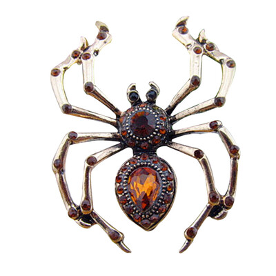 

New Large Gold Spider Pin Brooch Badge Diamante Crystal Party Broach Gift
