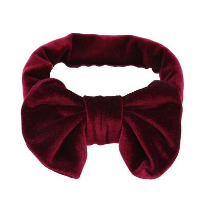 

Cute Pleuche Baby Headband Solid Color Headwear Bowknot Performance Hairpin