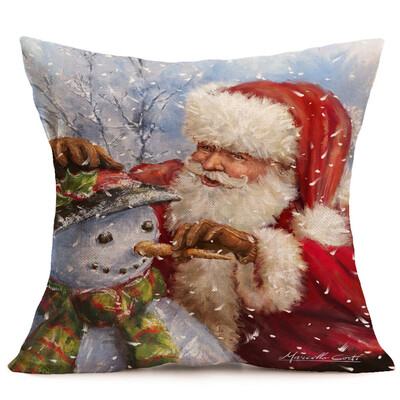 

〖Follure〗Merry Christmas Linen Santa Pillow Cases Sofa Cushion Cover Home Decoration