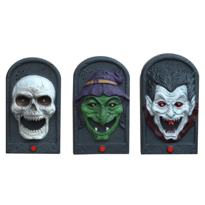 

Halloween Light Up Eyeball Skull Doorbell Talking Scary Sounds For Party Bar Door Decorations Kids Gift Toys Skull Head