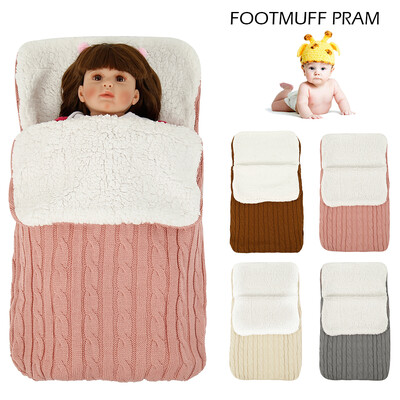 

Baby Sleeping Bag Envelope Winter Kids Sleepsack Footmuff For Stroller Knitted Sleep Sack Newborn Swaddle Knit Cotton Slaapzak