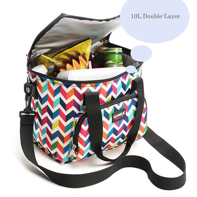 

Siaonvr 10L Insulated Cooler Lunch Bag Camping Picnic Box Shoulder Thermal Double Layer