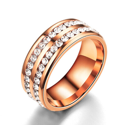 

Men Women Fashion Double Full Drill Finger Rings Jewelry Titanium Steel Ring Promise Couple Rings Fashion Jewelry Gifts