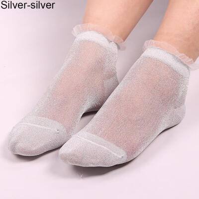 

Summer Women Ladies Sheer Silky Glitter Transparent Lace Ankle Socks Gift