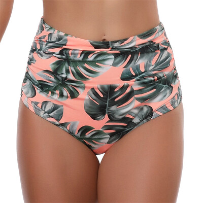

Roseonmyhand Women Sexy Leaf Print High Waist Beach Bikini Bathing Swimwear Brief Trunks