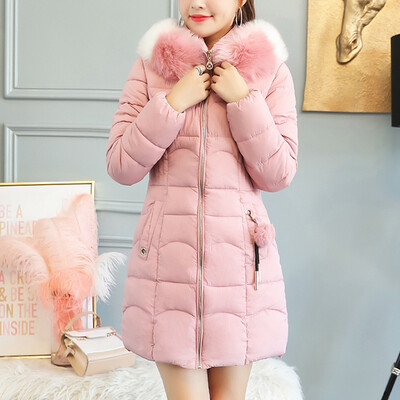 

Roseonmyhand Women Hooded Solid Outwear Warm Long Thick Fur Cotton Parka Slim Jacket Coat