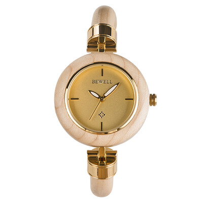 

BEWELL ZS-W151A Women Wood Watch Quartz Movement Vintage Casual Bracelet Bangle Wrist Watch