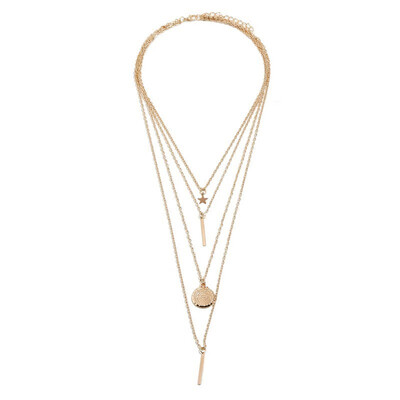

Seaside Necklace Multi-layered Gold Ladies Necklace Head Pendant Bohemian Fashion Jewelry Wedding Party Summer Girlfriend Gift