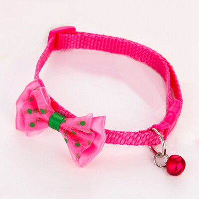 

2Pcs Adjustable Polyester Dog Collars Pet Collars With Bowknot Bells Charm Necklace Collar