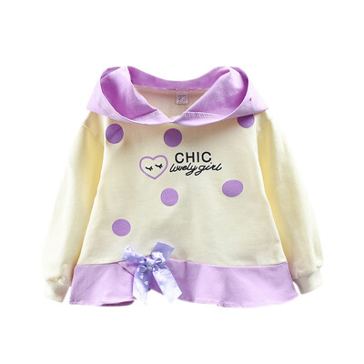

Baby Girl Clothes 0-4T Loose Casual Letter Dot Print Hooded Top Cute Toddler Autumn New Sweet Bow Decoration Girl Hoodie