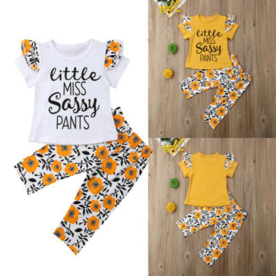 

Toddler Baby Girl Summer Floral PantsTops T-shirt Tracksuit Set Clothes Outfits