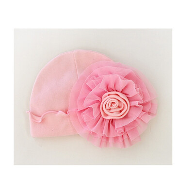 

Newborn Infant Baby Girls Soft Cotton Hospital Cap Big Flower Princess Hats