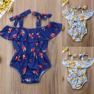 

Newborn Baby Girl Summer Ruffle Solid Romper Bodysuit Jumpsuit Outfit Clothes