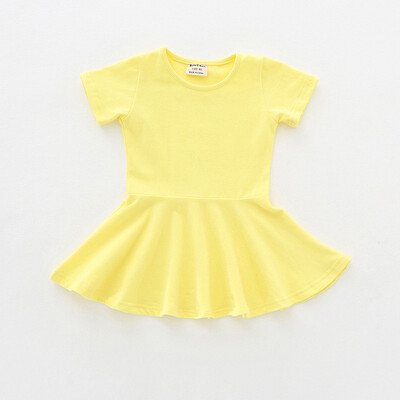 

Kids Girls Cotton Ruffle Short Sleeved Dress Large Swing Dress Baby Girls Fashion Clothes
