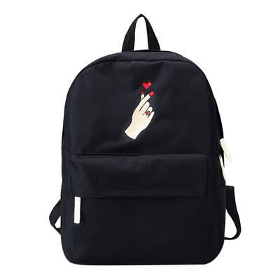 

Unisex Students Embroidered Roses Loves Canvas Backpack Casual School Bag