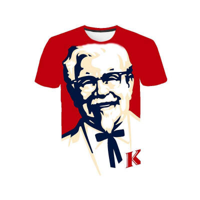 

3D Printed KFC Hamburger T-Shirt Casual Short Sleeve Tee Round Neck Tops For Men